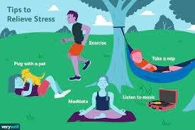 Women and men engaging in various activities like running, yoga, and playing with a pet.