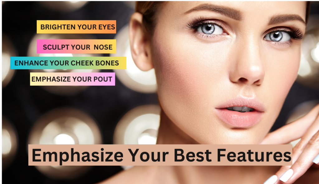 A stunning woman showcasing her natural beauty enhanced with subtle makeup, accentuating her best features.