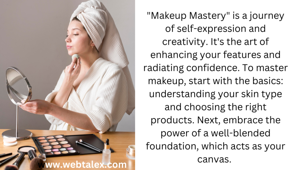 A woman applying makeup with a sponge – Demonstrating the art of "Makeup Mastery."
