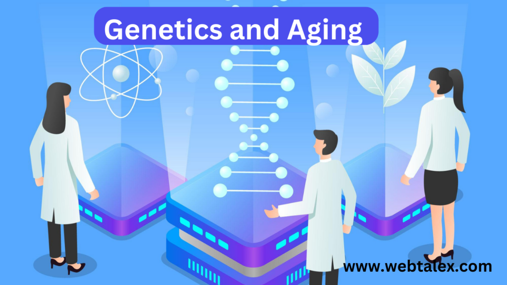 "A DNA double helix symbolizing the role of genetics in the aging process."