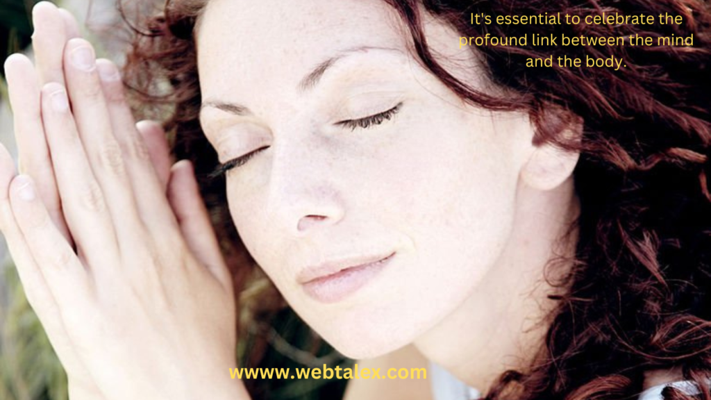 An image representing the mind-body connection, with a serene person meditating amidst nature.