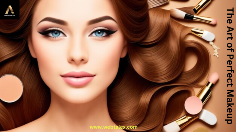 A beautiful woman showcasing perfect makeup with a flawless complexion, expertly applied eye makeup, and vibrant lips.