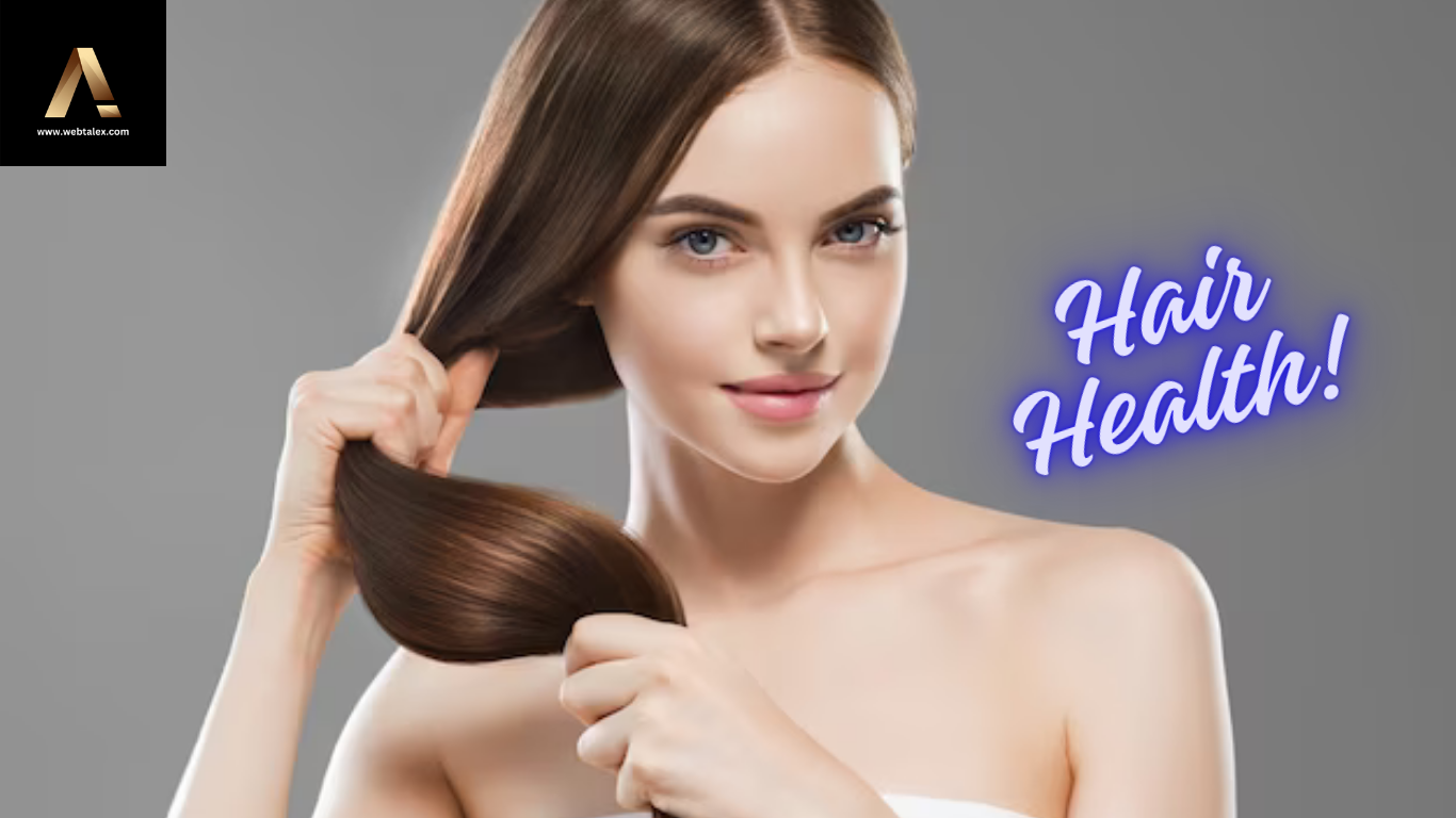 Woman with long, healthy hair gently touching her smooth tresses, exemplifying successful hair care.