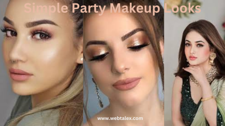 Three women showcasing soft, simple party makeup looks, featuring natural tones and subtle eye makeup.