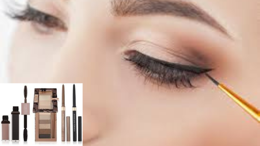 A beautiful woman with soft, simple eye makeup, featuring eyeshadow, liner, and mascara.