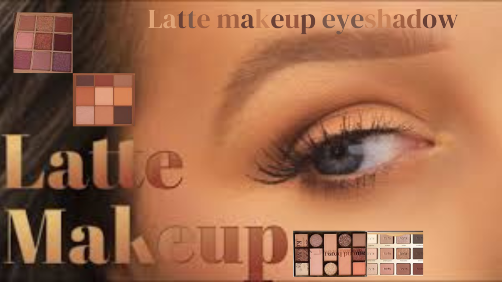 Close-up of latte eye makeup with neutral eyeshadow shades.