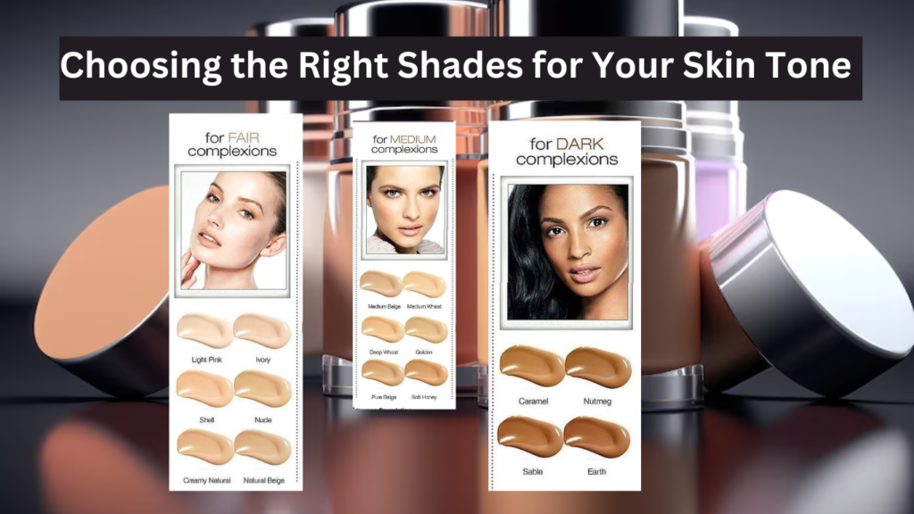 Foundation shades for different skin tones displayed side by side.