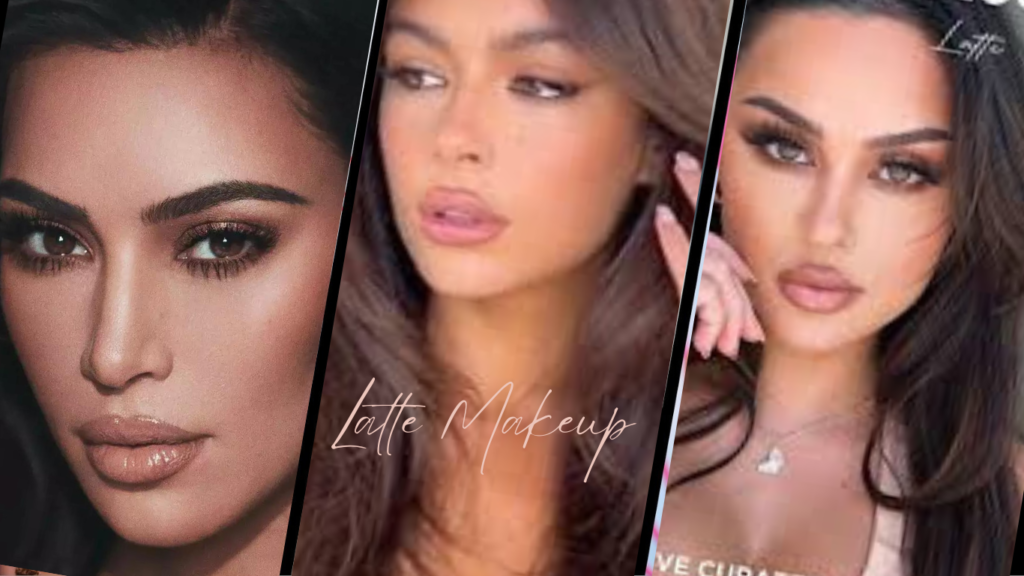 Women showcasing latte makeup looks with warm, neutral tones, highlighting their natural beauty with subtle makeup.