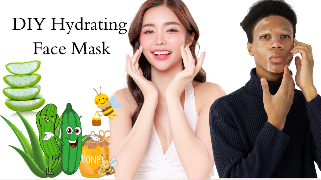 A girl and a boy applying a DIY hydrating face mask with natural ingredients in the background.